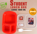 Student Lunch Box Large 1000ml, Lunch Box with three portions/Compartments - Free Spoon. 