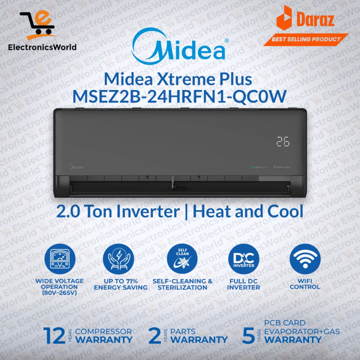 Midea%202.0%20Ton%20Full%20DC%20Inverter%20AC%20%7C%20Model%20MSEZ2D-24HRFN1-QC0%20Xtreme%20Plus%20Series%20%7C%20%D0%90++%20%D0%95n%D0%B5rg%D1%83%20%D0%A1l%D0%B0%D1%95%D1%95%20%7C%20T3%20Compressor%20%7C%20Heat%20&%20Cool%20%7C%20Up%20to%2071%25%20Energy%20Saving%20%7C%20WiFi%20Enabled%20%7C%20Self-Cleaning%20&%20Sterilization%20%7C%2012%20Years%20Warranty%20%20/%20Midea%20Free%20Installation%20-%20Image%202