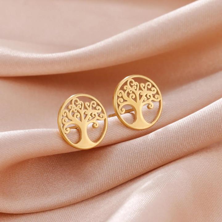 Ancient jewelry for mother amulet earrings replica Skyrim tree of life earrings stainless steel gold birthday gift for relatives and friends