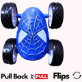 Spiderman design Push and Go Friction Powered 360 Rotating Double Sided Flip 4 Wheel Stunt Car Toy For Kids Boys Girls 360 Rotate Side Toys - Random Multicolor - Art# SS-DS Vehicle (S) - 0002. 