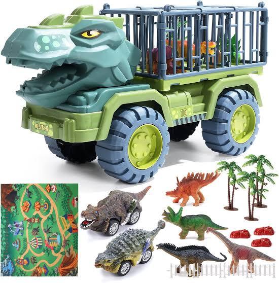 1 Pc Big Dinosaur Car Truck Dinosaur Set Jurassic Toys -Dinosaur Transport Truck Playset Toys with 3 Dino Figures Large Size Musical Vehicle Carrier Car Toy