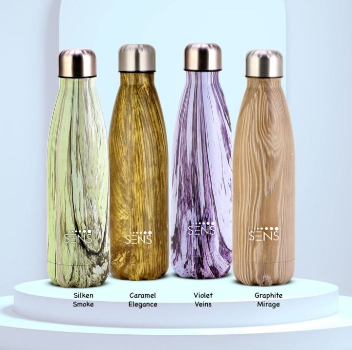Imported Sens Life 500ml Stainless Steel Double Walled Vacuum Flask Insulated Hot and Cold Water Bottle  Premium Quality Cola Shape Fancy Trendy Water Bottle for School Kids and Girls Office Use Water Bottle