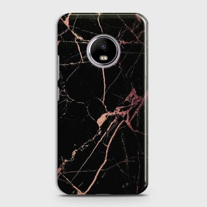 Motorola E4 Plus Cover - SkinLee HQ Hard Case - Black Rose Gold Marble - SKINLEE-130-1-195-126