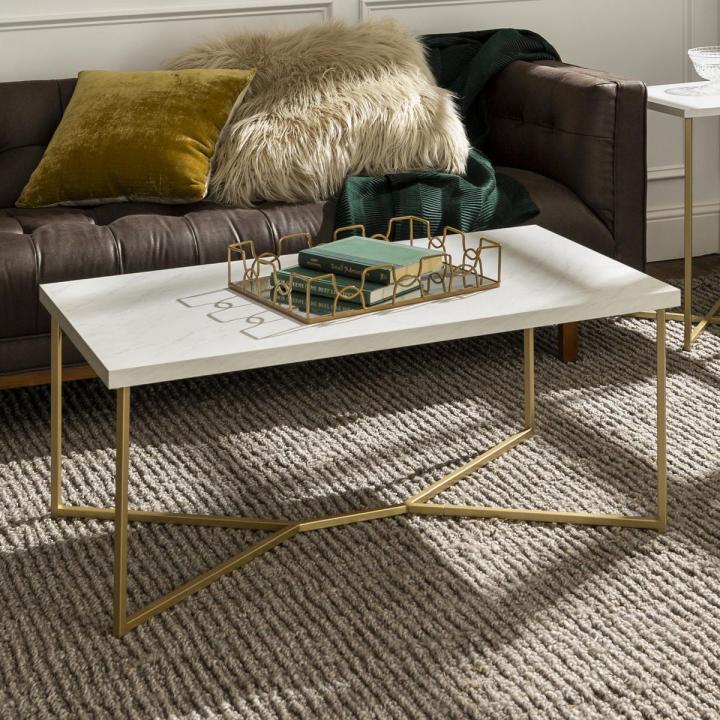Center Table 2 by 4 feet Rectangular Shape Golden Farm Coffee table Dinning Table Drawing room table Stylish base table