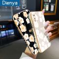 dienya For Samsung Galaxy A02 M02 Case Luxury Plating Soft Casing Print Cartoon Cute Flower Pattern Silicone Square Frame Full Cover Camera Protection Phone Cases. 