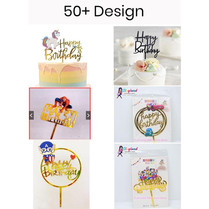 Acrylic Cake Topper Cupcake Topper For Happy Birthday CARZ UNICORN CAPTAIN AMERICA hello KITTY MINIONS MICKEY MINNIE ELSA FROZEN BATMAN SPIDERMAN SUPERMAN BABY BOSS BABYSHARK PAW PATROL Party Decoration Cupcake Topper Birthday Decoration