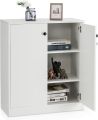 2-Door Storage Cabinet, Modern Floor Cabinet with 3-Tier Shelf, Freestanding Side Cabinet with Anti-Toppling Device, Storage Organizer for Living Room, Kitchen, Dining Room, Entryway. 