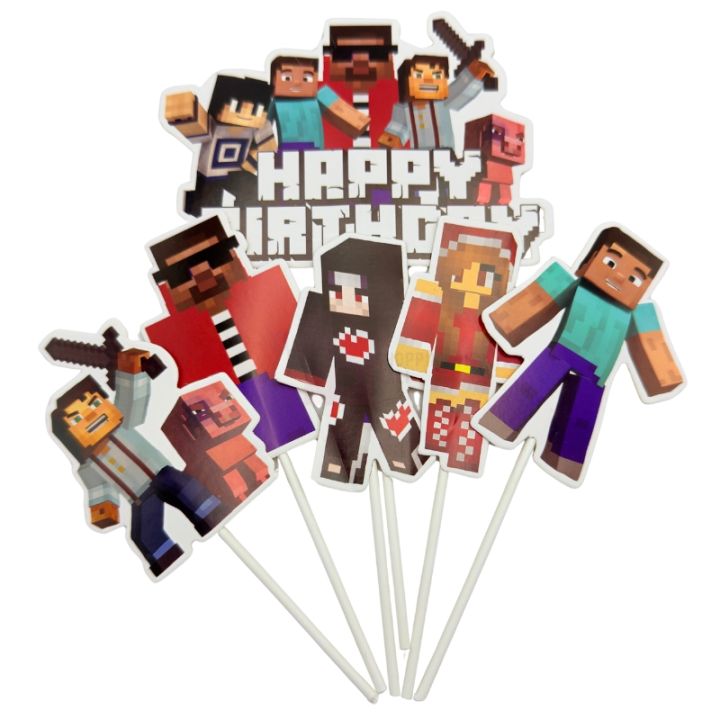  Minecraft Cake Toppers Set - Cake Topper - Multicolor - Unisex - Pack Of 6