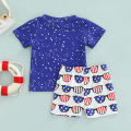Independence Day Theme Baby Clothes Set, Infant Round Neck Lettering Print Pattern T-shirt Elastic Waist Shorts. 