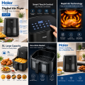 Haier HAF50DB 5L Digital Air Fryer | Smart Touch Control | 6 Auto Menus | 360° Hot Air Circulation | See Through Window | Non Stick | Black. 