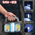 Genuine Portable Powerful Solar LED Flashlight With COB Work Lights USB Rechargeable Handheld 3 Lighting Modes Outdoor Solar Torch Light. 