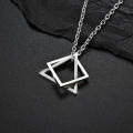 Geometry Interlocking Square Triangle Male Pendant for Men Alloy Modern Trendy Geometric Stacking Street wear Necklace. 