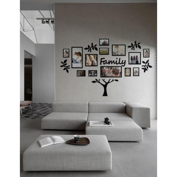 New Big Family Tree Photo Frame 3D Wooden wall Decor 3mm Thickness Wooden Wall Art - Removable Family Photo Frame Tree Wall Art Picture Home Décor - Big Family Tree with 13 Frames