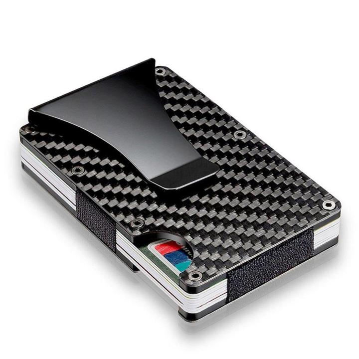 MA Men Card Holder Slim Carbon Fiber Credit Metal Wallet Money Clip