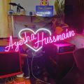 custom neon light two words or Names with heart shape beautiful design. 