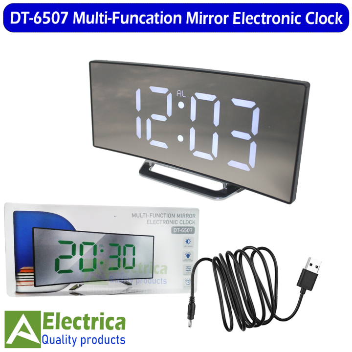 DT-6507 LED Mirror Large Screen Clock 3D Smart Electronic Alarm Clock Temperature Time Display Table Clock Bedroom Home Decoration,White by Electrica