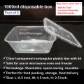1000ml disposable box with lid - Pack of 6. 
