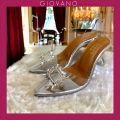 GIOVANO Cinderella Transparent Heel Sandals - Elegant Pointed Toe, 2.5-Inch Crystal Heels, Stylish Formal Wear, Comfortable Padded Sole, Perfect for Parties and Weddings. 