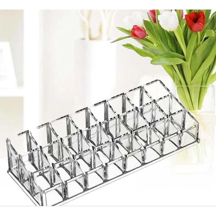 24 Slot Transparent Makeup & Lipstick Organizer 24 Pcs Lipstick Holder Stand | Lipsticks Storage Stand Makeup Containers Lipstick Organizer Storage for Cosmetic Makeup Holder | Makeup Organizer Box