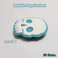 Universal Pop Socket For Mobiles / Tablets with Pop Clip (Bracket) - Skull and Paw - Cyan and Pink. 
