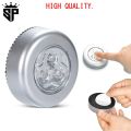 SP Dealz Wireless LED Puck Light, Stick-Anywhere Closet Portable Tap Push Button Stair-Wall Lights for Cabinet, Hallway, Bathroom, Bedroom, Kitchen, 3 Battery Operated Low White Light, Pc1. 