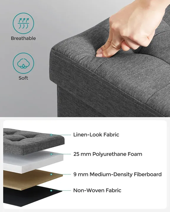 Fabric%20Linen%20Storage%20Ottoman,%20Padded%20Foldable%20Bench,%20Chest%20with%20Lid,%2040L%20Capacity,Fabric%20Storage%20Box%20&%20Sofa%20with%20Cloth%20Organizer%20Cubes%20Organizer%20with%20%20Holds%20up%20to%20300%20Kg%20For%20Bedroom,%20Hallway,%20Living%20Room,%20Dark%20Grey%20-%20Image%203