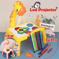 Children Projection Drawing Board LED Projector Drawing Table Toys Kids Projector Painting Board Desk Projection Painting Toy Graffiti Early Education Writing Board Household Erasable Toys. 