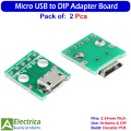 2pcs Micro USB to 5 Pin DIP Connector Adapter – Type-B Female Socket to 2.54mm Pin Soldering Board for Arduino, DIY Electronics, and Prototyping Projects by Electrica. 