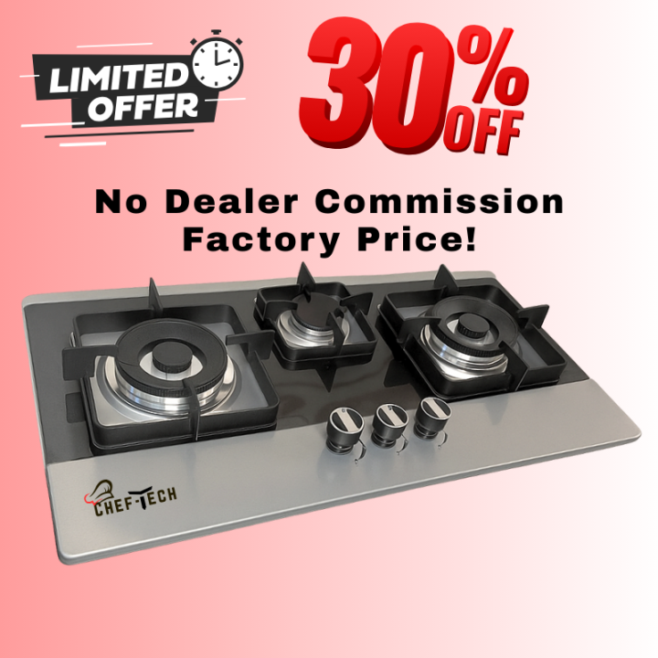 Cheftech Automatic Gas Hob Anti Print Stainless Steel with EPS Burner  imported Chula Size 28x16 Warranty 30 Days