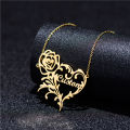 High Quality Personalized Cuban Mini Custom Nameplate Necklace Rose Flower Heart Shaped Name Necklace. 