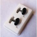 Luxury Crystal Cufflink oval-Nug Cufflinks Stud For Men - black. 