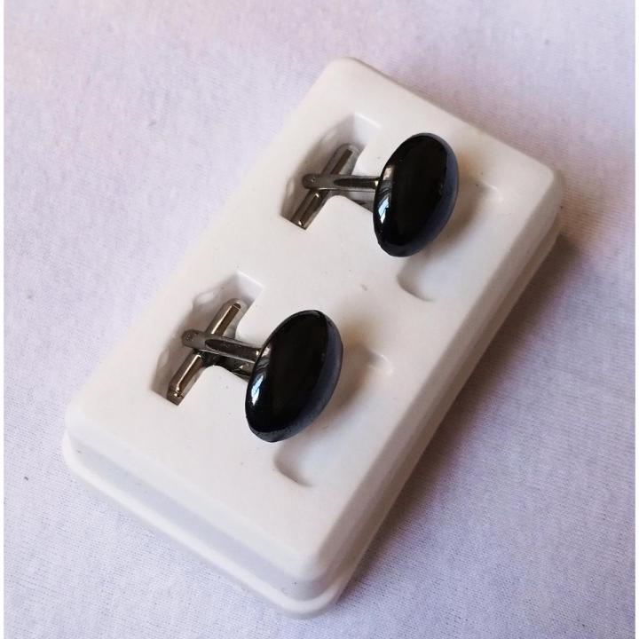 Luxury Crystal Cufflink oval-Nug Cufflinks Stud For Men - black