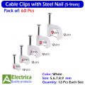 60 PCS Round Cable Clips White Cable Management 5, 6, 7, 8, 9mm Cable Nail Clips Electrical Cable Wall Clips for Wire Ethernet Cable, Telephone Cable, TV Wire by Electrica. 