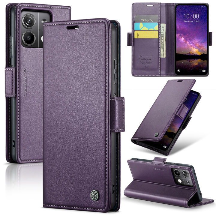 lthmy for Xiaomi Redmi Note 13 5G PU Leather Kickstand Wallet Magnetic Closure Flip Case Cover