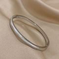 Simple Smooth Stainless Steel Bangles Bracelets for Women Trendy Gold Plated Metal Bracelet Jewelry Accessories Lady Gift. 