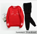 Trendy Fashion Cute Cat Kitty Printed Tracksuit Soft Fabric Summer Full Sleeves Sweatshirt & Trouser Track Suit for Men Casual_Wear Sweat Shirt Track Suit Gym Sports Workout Wear. 