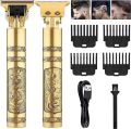 Original VINTAGE T9 RECHARGEABLE Electric Hair Trimmer CLIPPER Cutting Machine Professional Hair Barber T9 Trimmer for Men Vintage T9 Shaver & Grooming Kit Golden Dragon Encrypted Metal Body- Golden. 