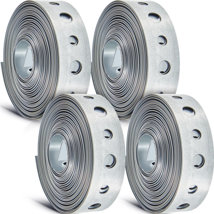 4 Piece Galvanized Hanger Strap Metal Strapping with Holes Pipe Hanger 10 Ft Metal for Pipe Supports Hanging