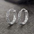 Vintage 925 Sterling Silver Hoop Earrings Pattern Earring For Women Silver Jewelry Korea New. 