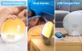Wake Up Light Sunrise Alarm Clock  Radio for Kids, Heavy Sleepers, Bedroom, with Sunrise/Sunset Simulation, Fall Asleep, Dual Alarms, FM Radio, Snooze, Nightlight, 7 Colorful Lights, 7 Natural Sounds (White). 