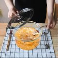 Techmanistan 4.5L Heat Resistant Clear Glass Pot with Stainless Steel Handles & Lid, Stovetop Glass Cooking Pot with Lid, Clear Pots for Cooking, Glass Soup Porridge Pot Microwave Glass Pan. 