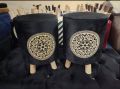 Wooden ottoman puffy chair pack of 2. 