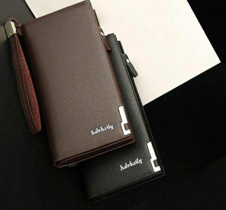Balebaily PU Leather Men Wallets Purse Long Male Clutch Bifold Zipper Wallet Money Bag