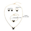1Set Fashion Exquisite Simple Versatile Butterfly Necklace Bracelet Earrings Ring For Women Girls Wedding Party Jewelry Set Gift BYJ. 