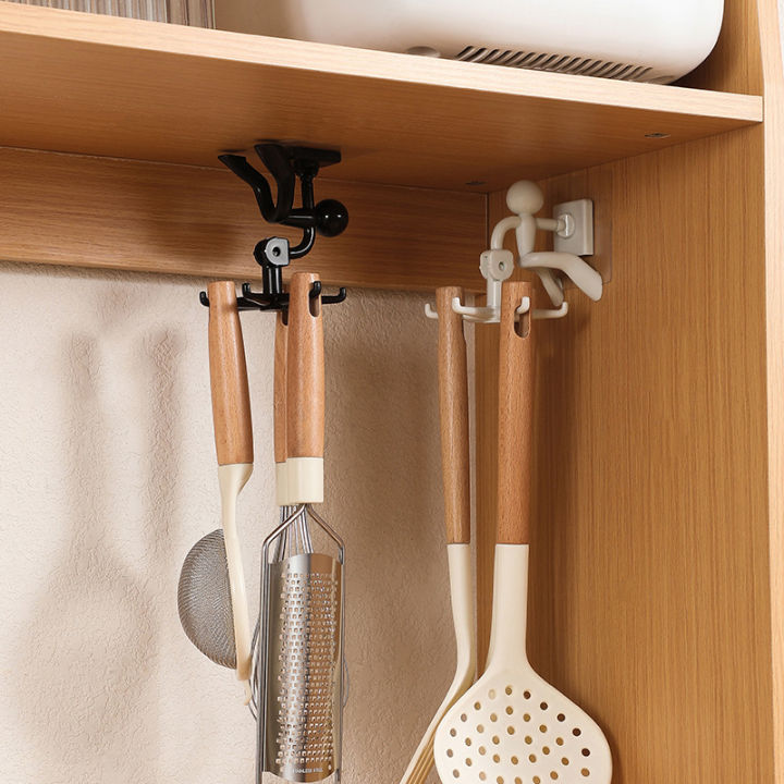 Kitchen Hook Rack Wall-mounted Bathroom Ceiling Rack Household Punch-free Storage Traceless Sticky Hook Kitchen Accessories