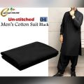 Black soft Cotton Unstitched Suit For Men/black Shalwar Kameez. 