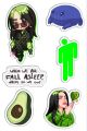 A5 uncut Billi Eilish Stickers, Singer , Bad Guy green American. 