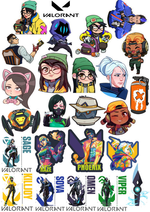 Valorant Agent Sticker Chibi Jett Sage Phoenix and Killjoy Decals ...