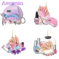 Amamia Makeup Christmas Ornament with String Window Wooden Christmas Hangings Ornament. 