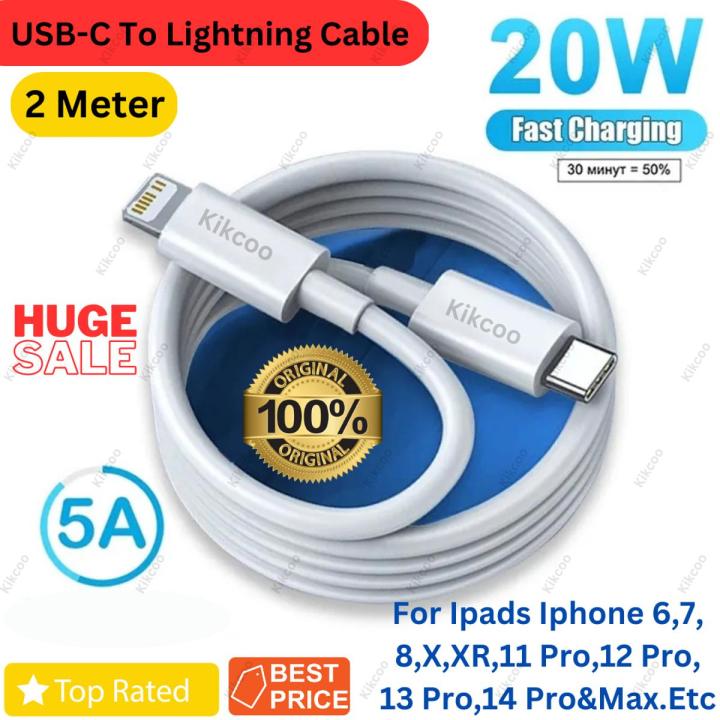 original 20W PD USB C Cable 2M for iPhone 14 13 12 11 8 Pro Max Fast Charging USB C Cable for iPhone 12 mini pro max Data USB Type C Cable